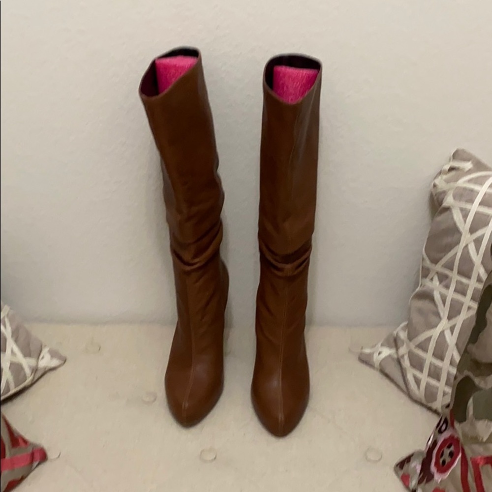 Long leather scrunched boots.